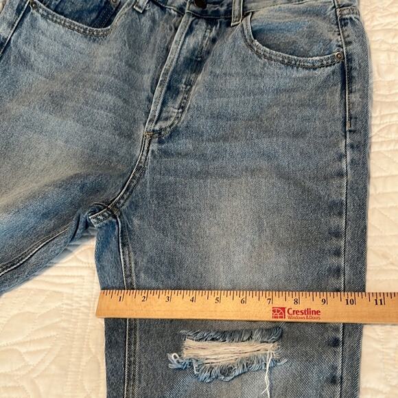 TWELVE by ontwelfth cotton high-waist BF blue jeans distressed button fly sz 28 - Picture 13 of 15